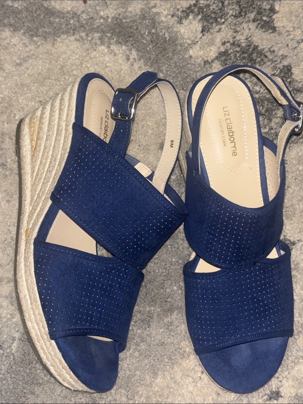 Liz Claiborne Blue Espadrille Wedge Sandals